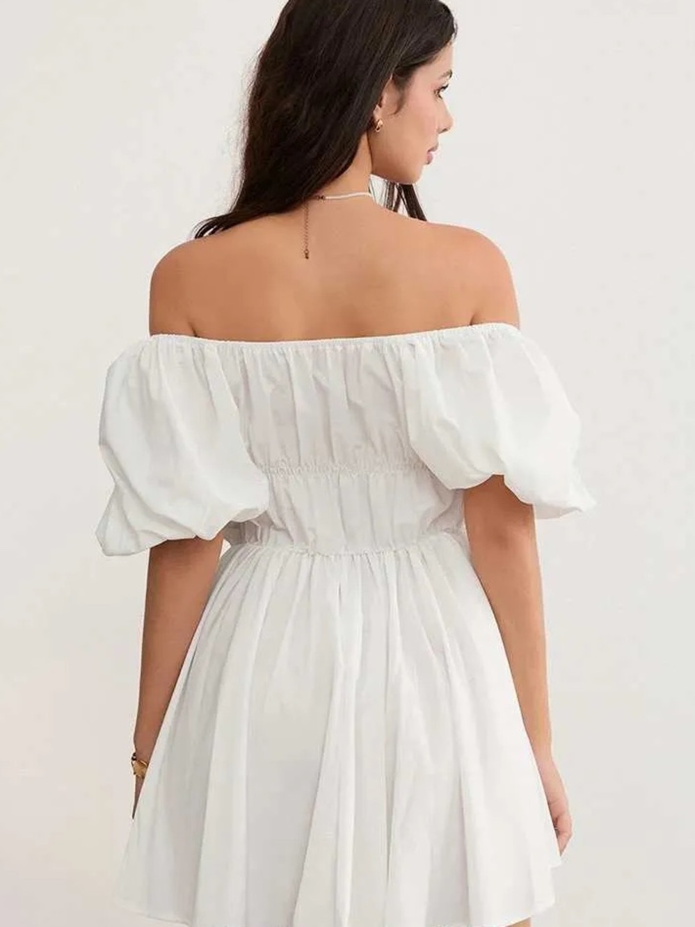 storets White Off-Shoulder Puff Sleeve Mini Dress - Picture 2 of 9